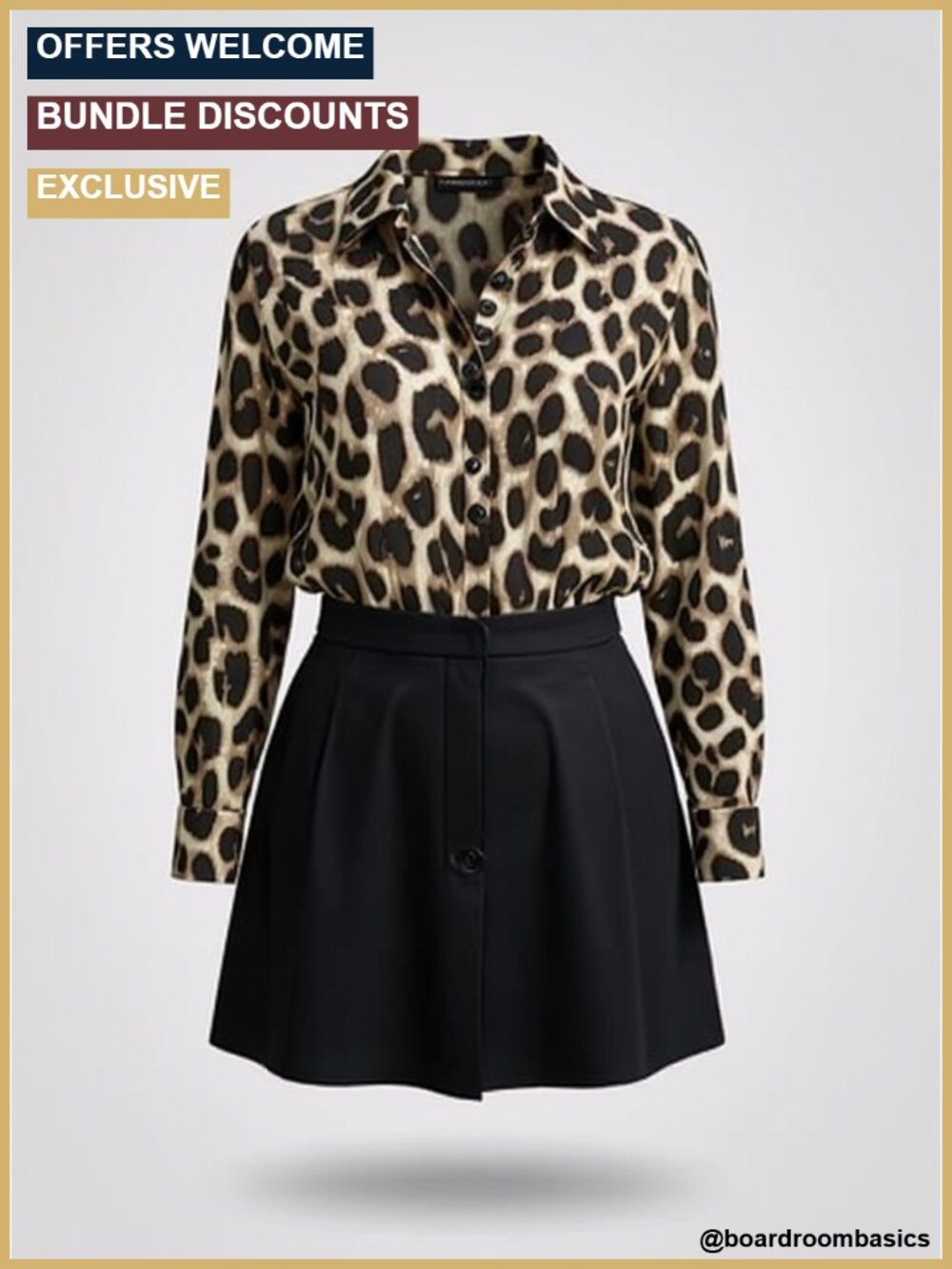 Leopard Print Collared Long Sleeve Button Down Shirt